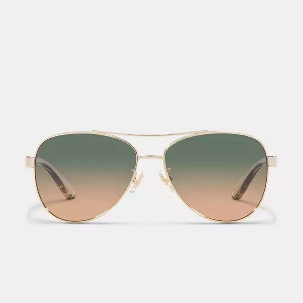Coach Horse And Carriage Pilot Sunglasses Color Shiny Light Gold NEW !!!